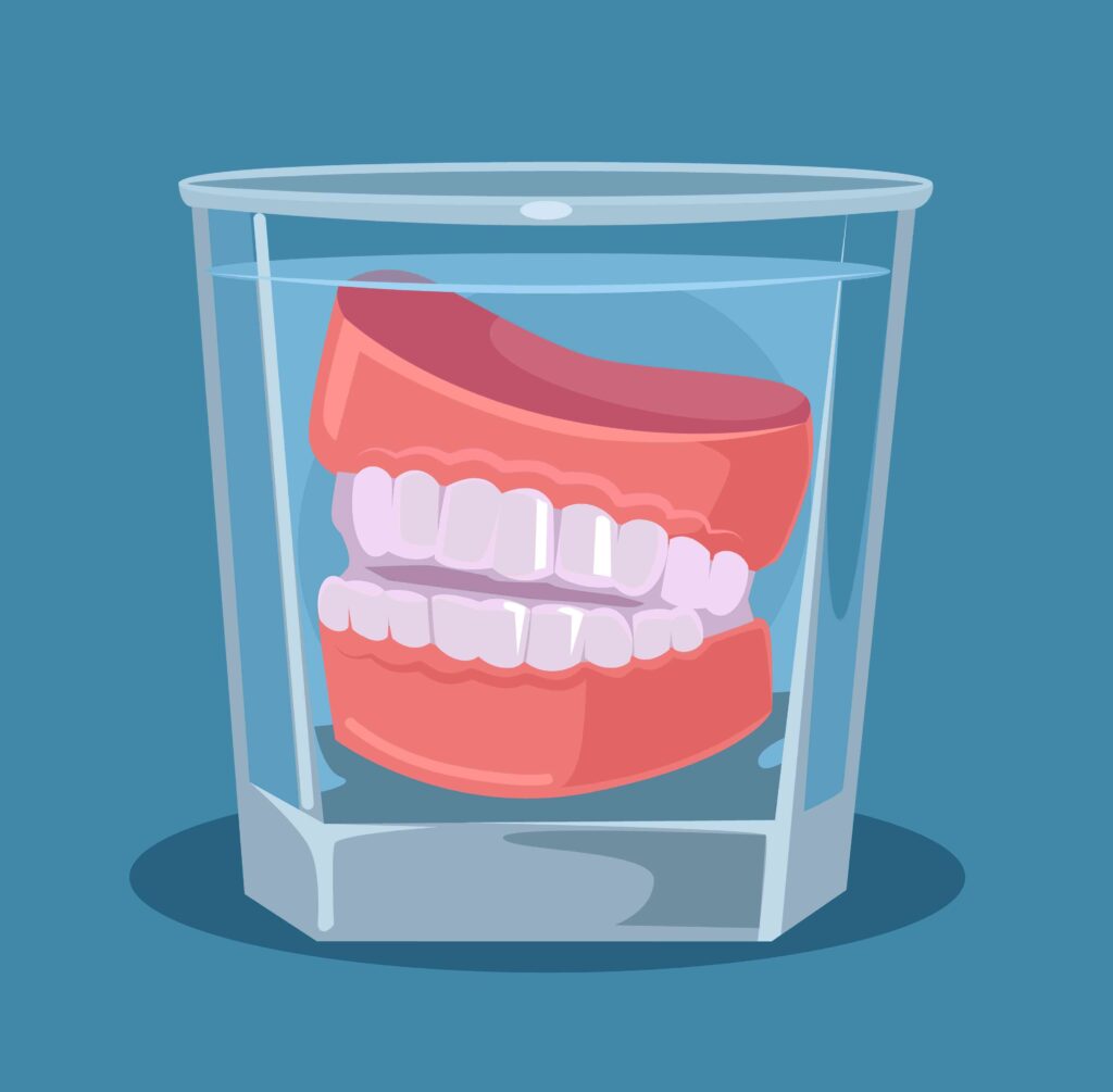 Dentures in a glass of water